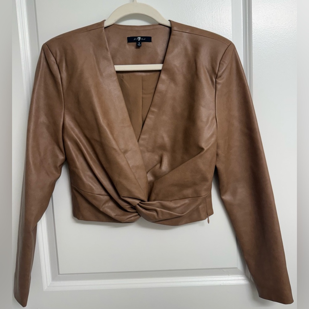 Brown Faux Leather Twisted Top